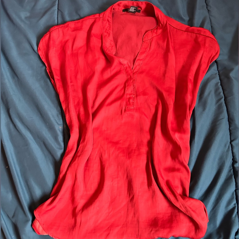Forever 21 small red blouse v neck top